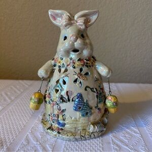 Easter Bunny‎ Rabbit Ceramic iridescent Glazed TeaLight Holder 7X5